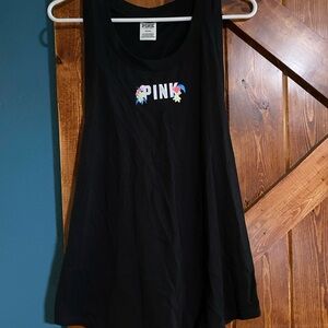 PINK Victoria's Secret Black Graphic Tank Top